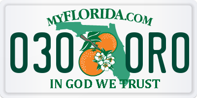 FL license plate 0300RO