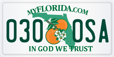 FL license plate 0300SA