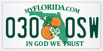 FL license plate 0300SW
