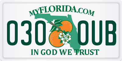 FL license plate 0300UB