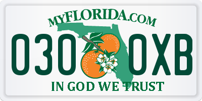 FL license plate 0300XB
