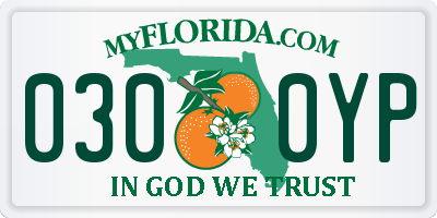 FL license plate 0300YP