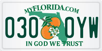 FL license plate 0300YW