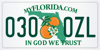 FL license plate 0300ZL