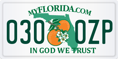 FL license plate 0300ZP