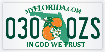 FL license plate 0300ZS