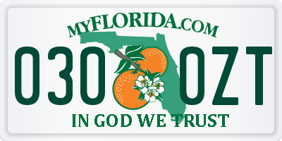 FL license plate 0300ZT