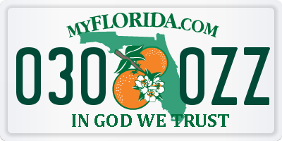 FL license plate 0300ZZ