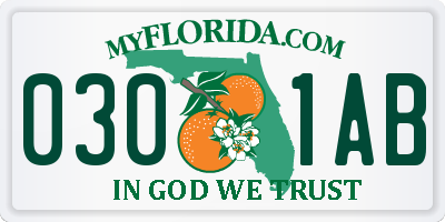 FL license plate 0301AB