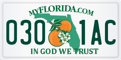 FL license plate 0301AC