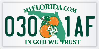 FL license plate 0301AF