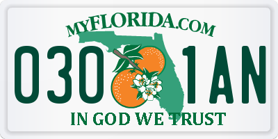 FL license plate 0301AN