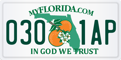 FL license plate 0301AP