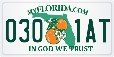 FL license plate 0301AT