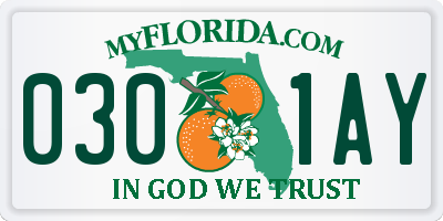 FL license plate 0301AY