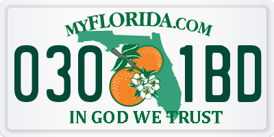 FL license plate 0301BD
