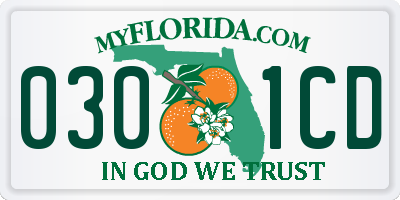 FL license plate 0301CD