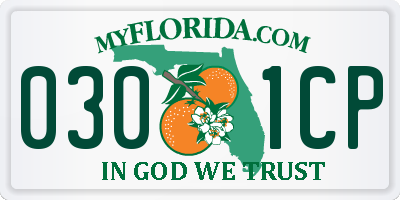 FL license plate 0301CP