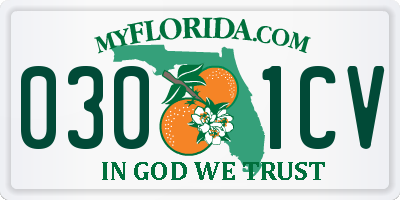 FL license plate 0301CV