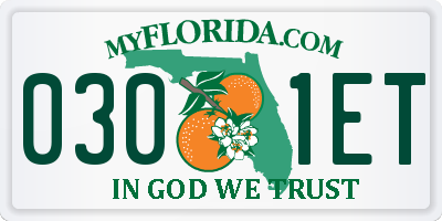 FL license plate 0301ET