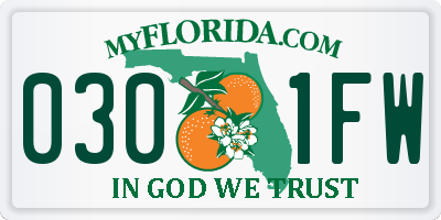 FL license plate 0301FW