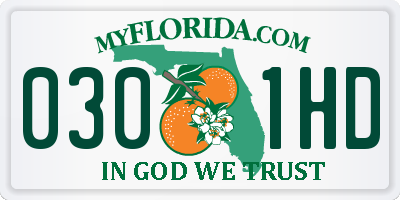 FL license plate 0301HD