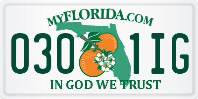 FL license plate 0301IG