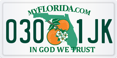 FL license plate 0301JK
