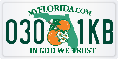 FL license plate 0301KB