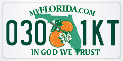 FL license plate 0301KT