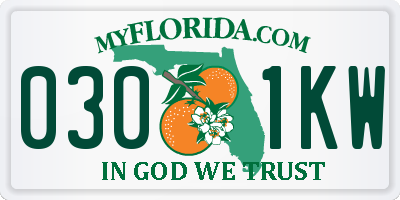 FL license plate 0301KW