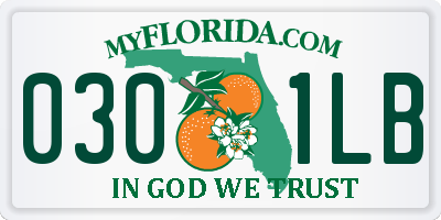 FL license plate 0301LB
