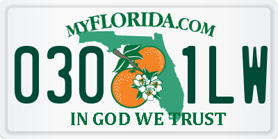 FL license plate 0301LW