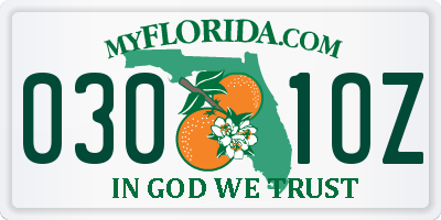 FL license plate 0301OZ