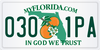 FL license plate 0301PA