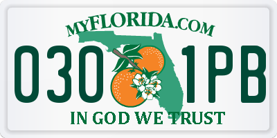 FL license plate 0301PB