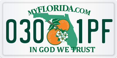 FL license plate 0301PF