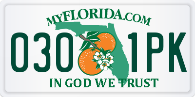 FL license plate 0301PK