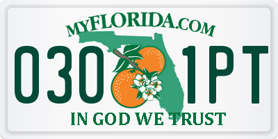 FL license plate 0301PT