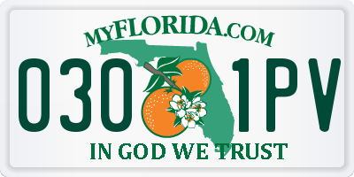 FL license plate 0301PV