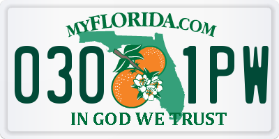 FL license plate 0301PW