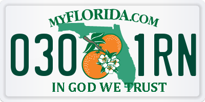 FL license plate 0301RN