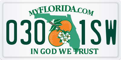 FL license plate 0301SW