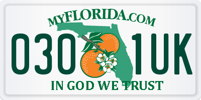 FL license plate 0301UK