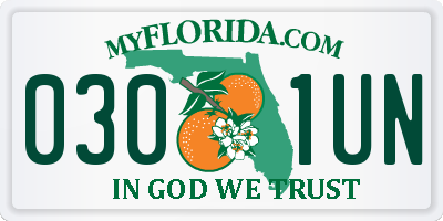 FL license plate 0301UN