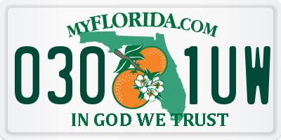 FL license plate 0301UW