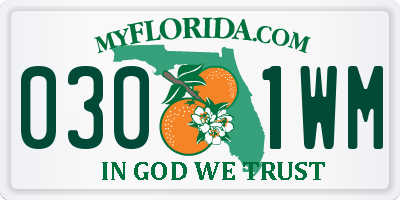 FL license plate 0301WM