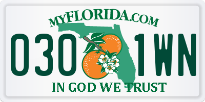 FL license plate 0301WN
