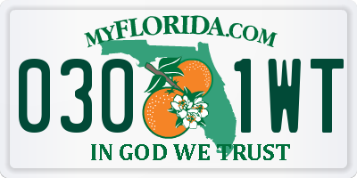 FL license plate 0301WT