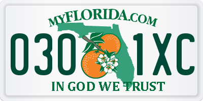 FL license plate 0301XC